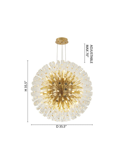 30 Light Chandelier With Gold Frame And Clear Crystal Accents, BrassBy Design Living