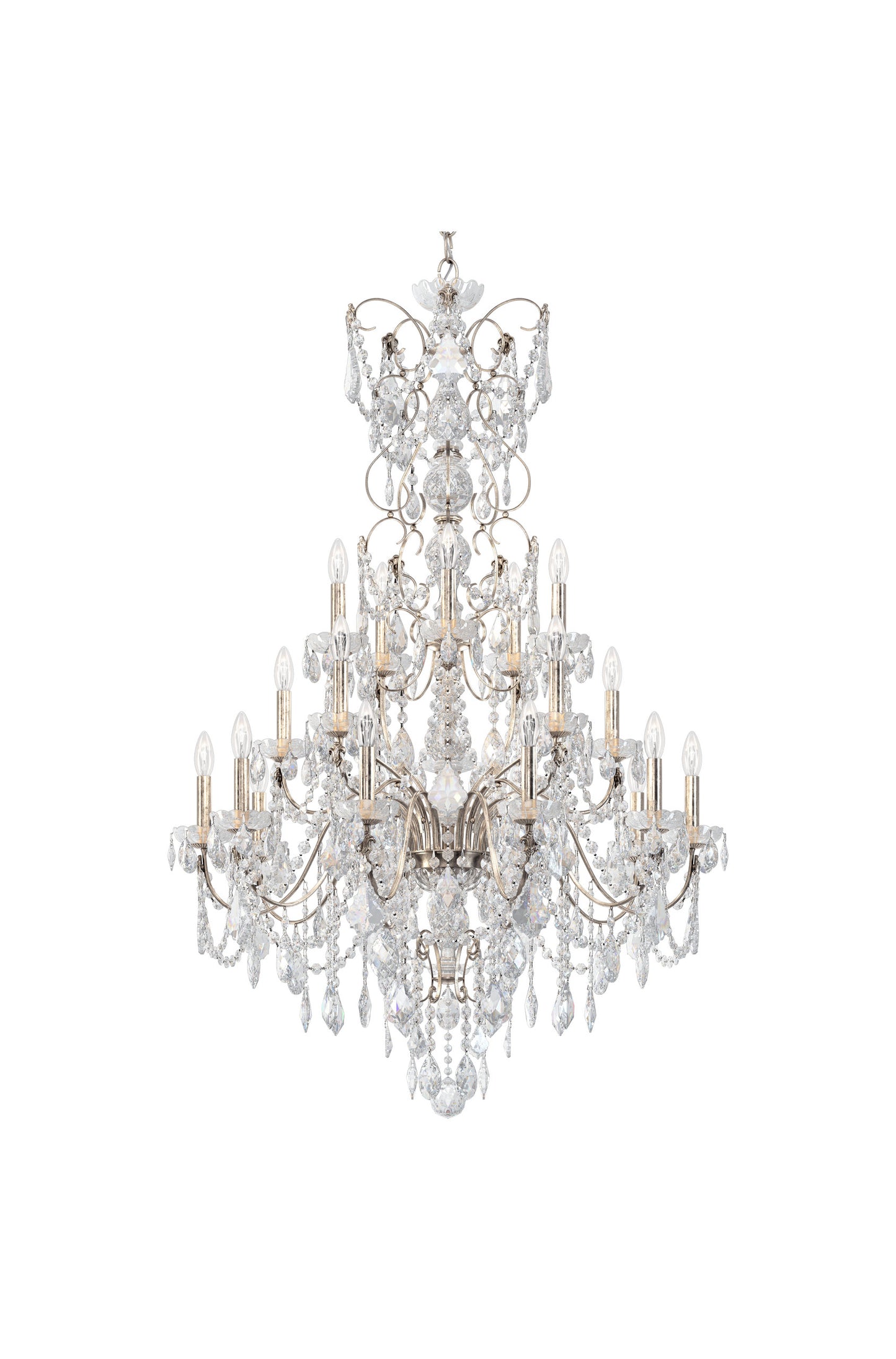 Century 20 Light Chandelier Antique Silver Clear Heritage CrystalBy Schonbek