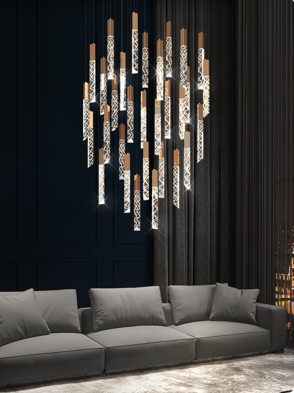 Riomaggiore | Long Staircase Crystal Chandelier, 16 LightsBy Miron Demid LLC
