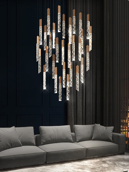 Riomaggiore | Long Staircase Crystal Chandelier, 16 LightsBy Miron Demid LLC