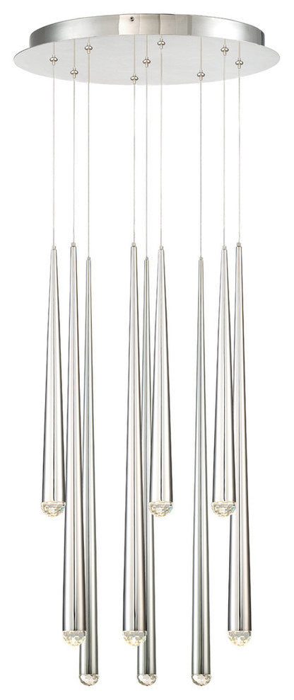Modern Forms Cascade LED 9-Light Round Chandelier in Polished NickelBy Modern Forms