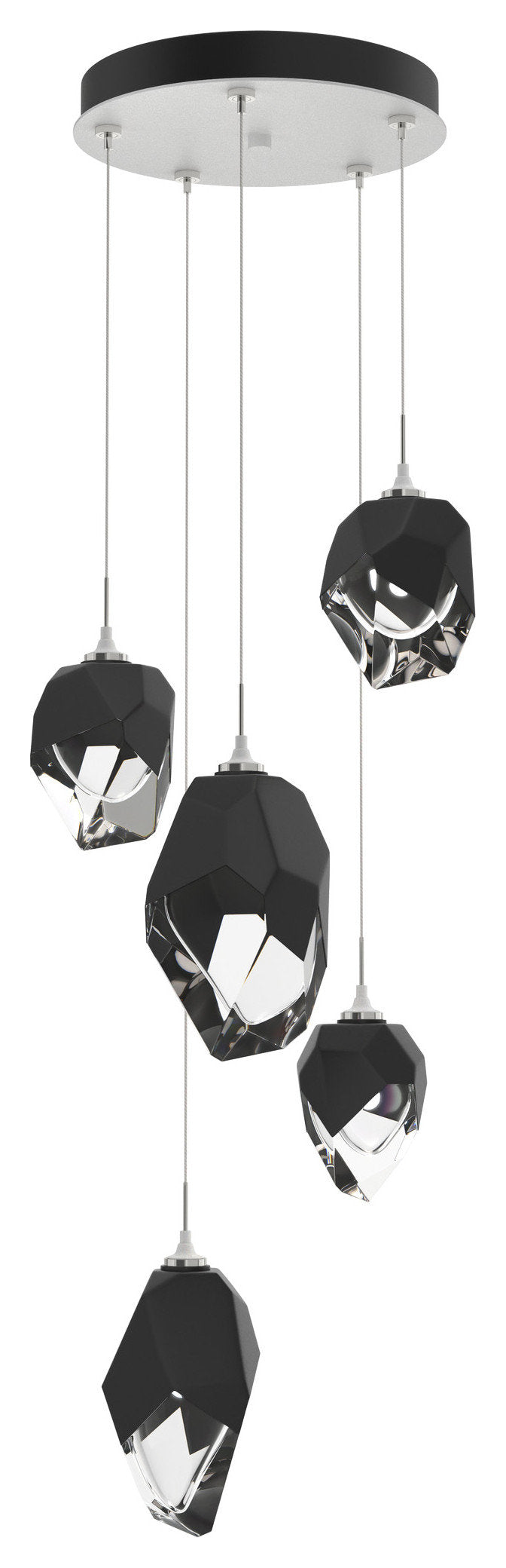 Chrysalis 5-Light Mixed Crystal Pendant White Finish- Long, Black CrystalBy Hubbardton Forge