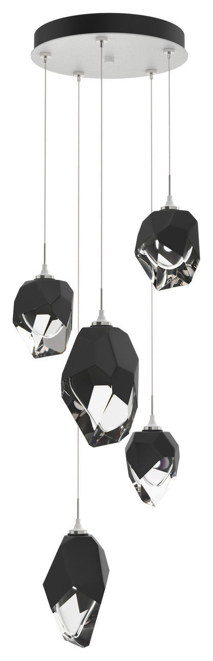 Chrysalis 5-Light Mixed Crystal Pendant White Finish- Long, Black CrystalBy Hubbardton Forge