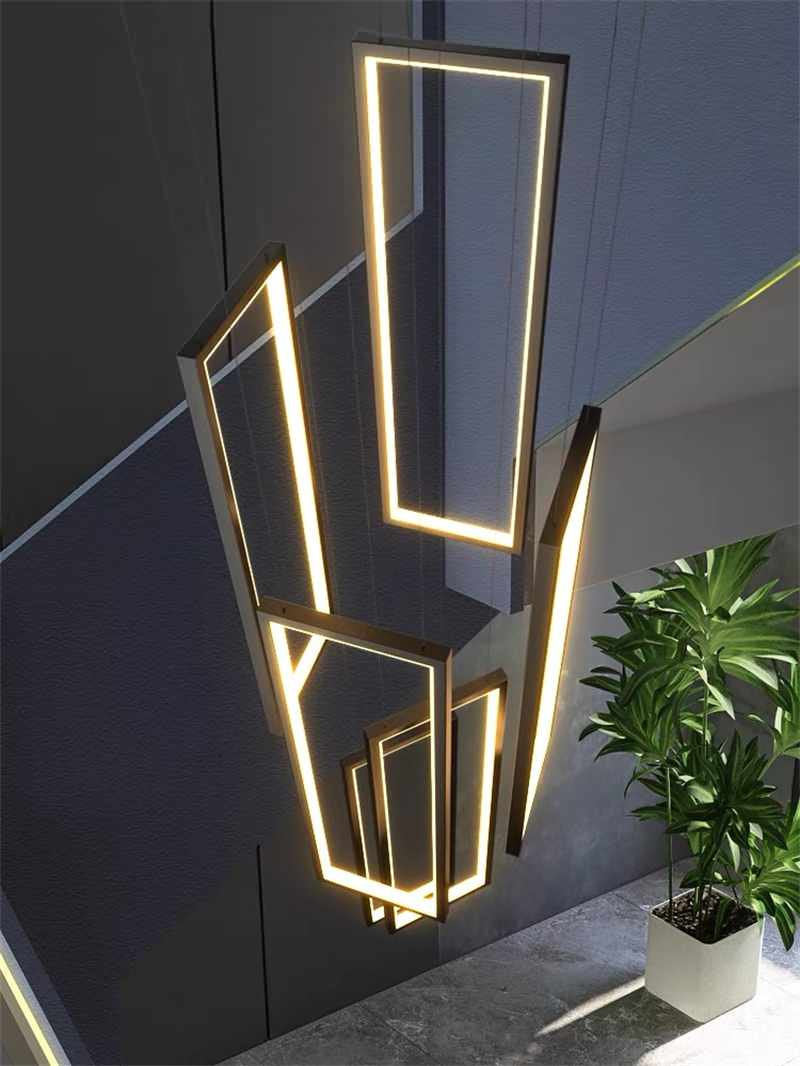 Lavagna | Ultramodern Rectangle Hanging LED Chandelier, Black, 6 Lights (H157.5"), Cool Light, Non-DimmableBy Miron Demid LLC