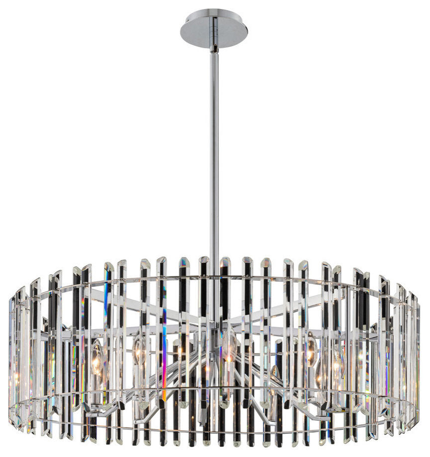 Viano 35x19" 10-Light Contemporary Large Pendants, Polished ChromeBy Allegri Crystal by Kalco Lighting