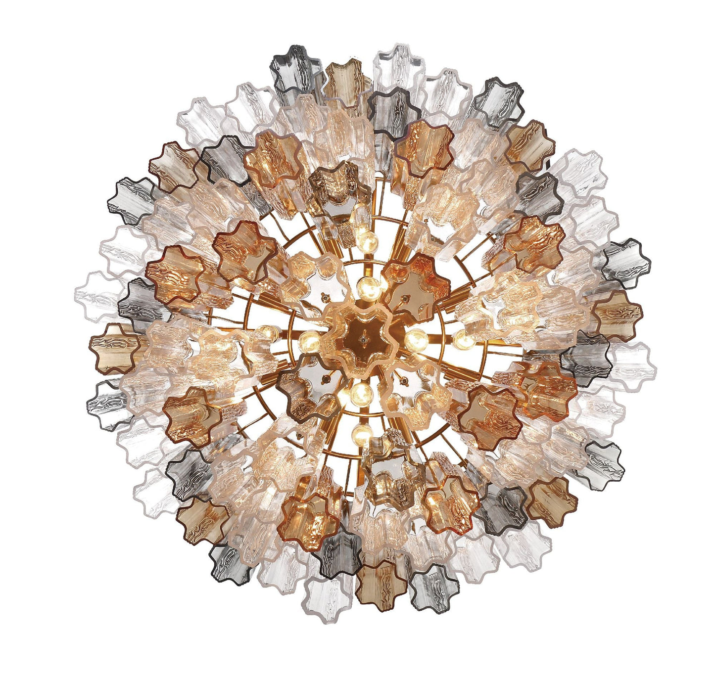 Addis 32" Wide Aged Brass Chandelier with Autumn Glass
