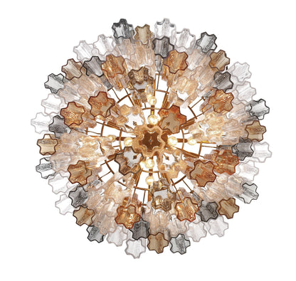 Addis 32" Wide Aged Brass Chandelier with Autumn Glass