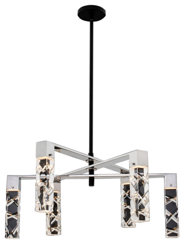 Serres Chandelier in Matte Black with Polished NickelBy Allegri Crystal by Kalco Lighting