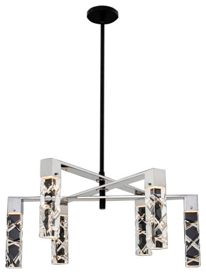 Serres Chandelier in Matte Black with Polished NickelBy Allegri Crystal by Kalco Lighting