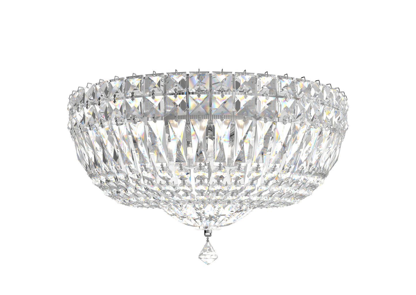 Schonbek 5893-40S 5 Light Crystal Flush, Polished SilverBy Schonbek