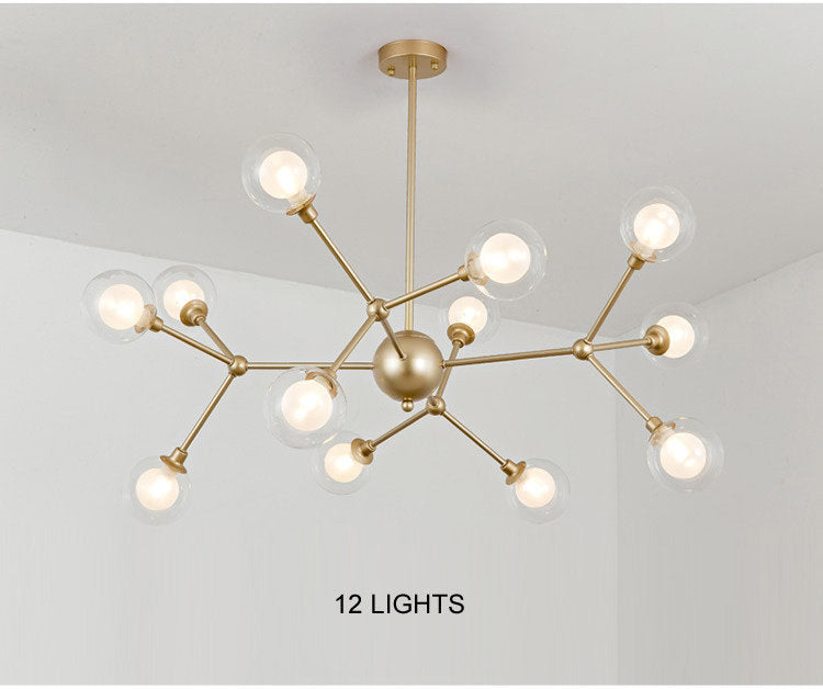 Cabiate | Glass Globe Shaped Chandelier for Bedroom, 12 Lights, Warm LightBy Miron Demid LLC