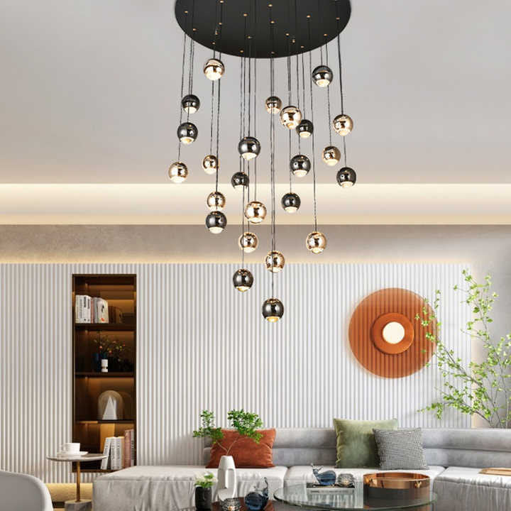 MIRODEMI? Laigueglia | Crystal LED Chandelier with Hanging Balls, Gold, 36 Lights, Warm Light, Non-DimmableBy Miron Demid LLC