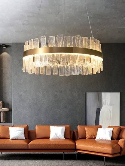 Kortrijk | Round Gold Glass Led Chandelier for Bedroom, Medium - Dia23.6" / 60cmBy Miron Demid LLC