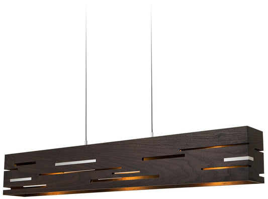 Aeris 54" Oiled Walnut Brushed Aluminum LED Linear Pendant