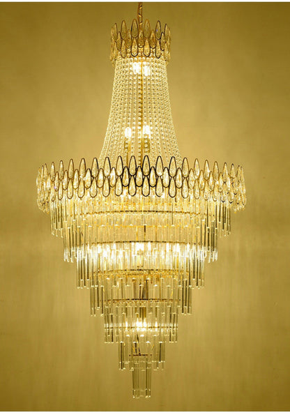 La Bollene-Vesubie | Hanging Posh Gold Crystal Chandelier, Medium - Dia80xh120cm / Dia31.5xh47.2"By Miron Demid LLC