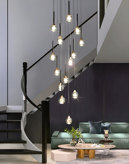 Peillon | Gold Crystal Raindrop Glass Ball Chandelier, 21 Heads, Cool LightBy Miron Demid LLC