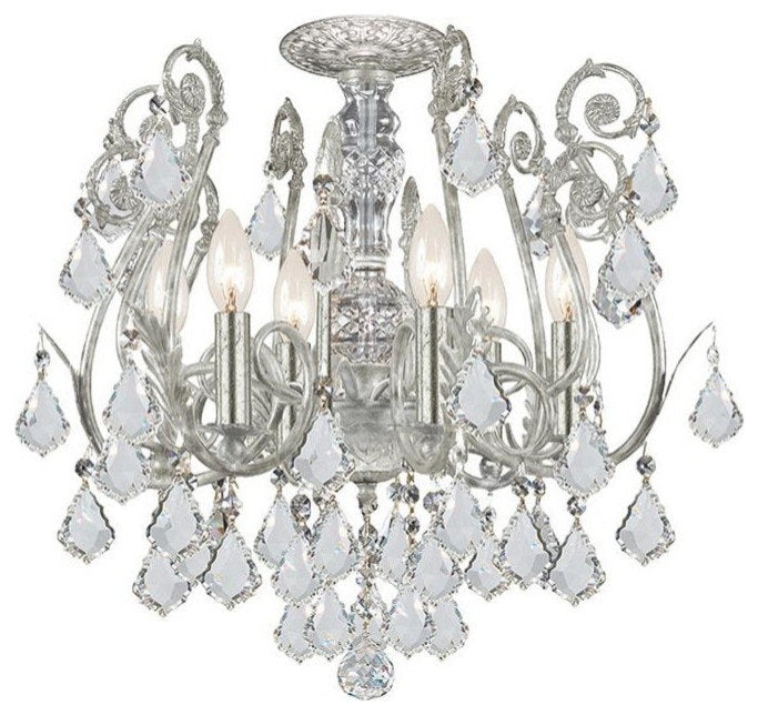 Crystorama Regis 6-Light Clear Swarovski Strass Crystal Semi-Flush, Olde SilverBy Crystorama Lighting