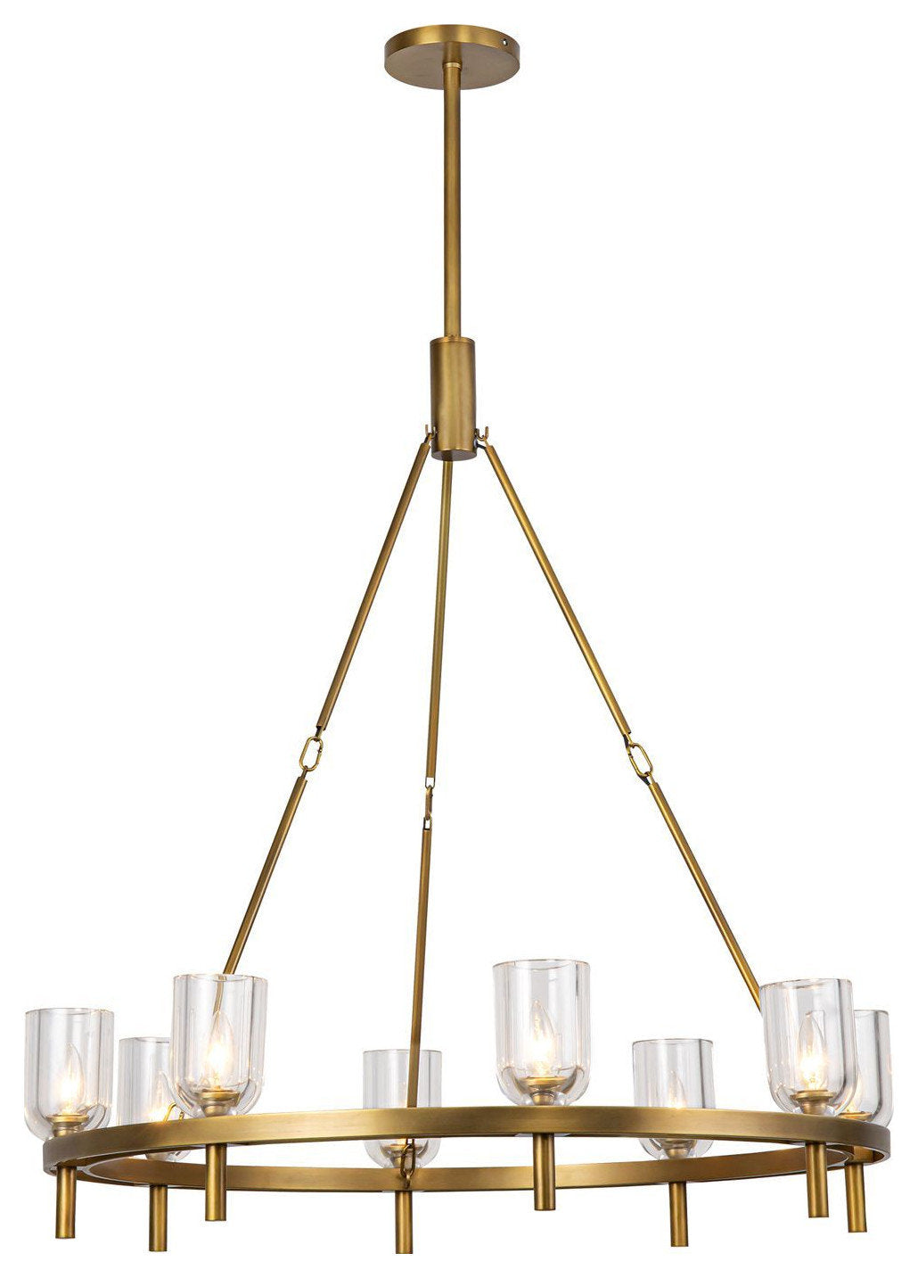 Lucian 36" Chandelier, 8 x 60W, E12, Vintage Brass/Clear CrystalBy Kuzco Lighting LLC
