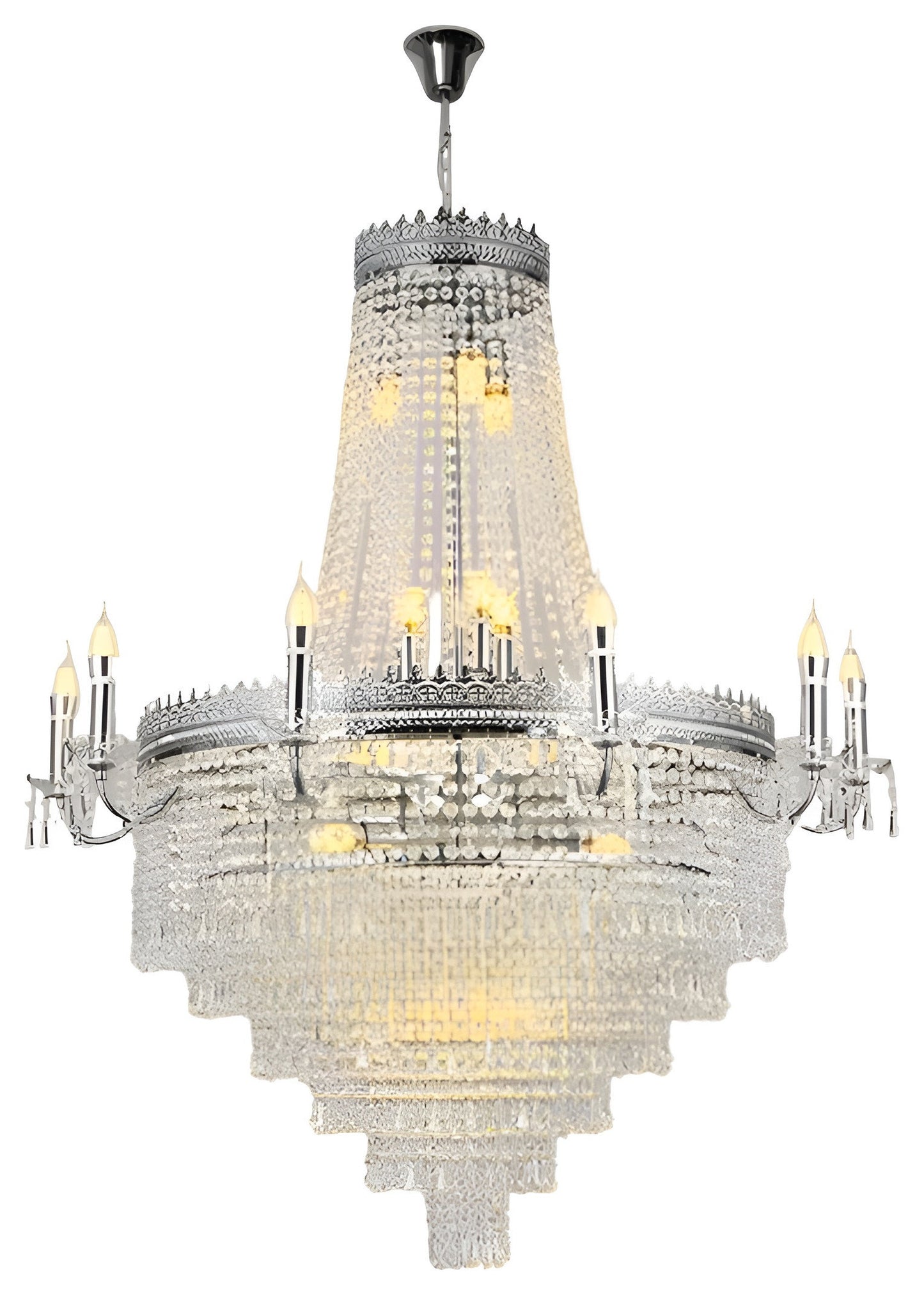 Opio | Classical Large Crystal Candle Ceiling Chandelier, Chrome, Dia39.4" H46.1", Non-Dimmable, Warm LightBy Miron Demid LLC
