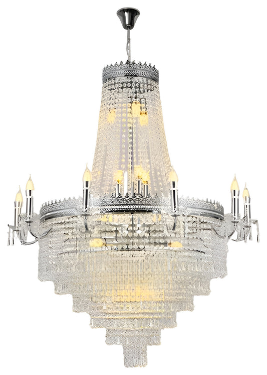 Opio | Classical Large Crystal Candle Ceiling Chandelier, Chrome, Dia39.4" H46.1", Non-Dimmable, Warm LightBy Miron Demid LLC
