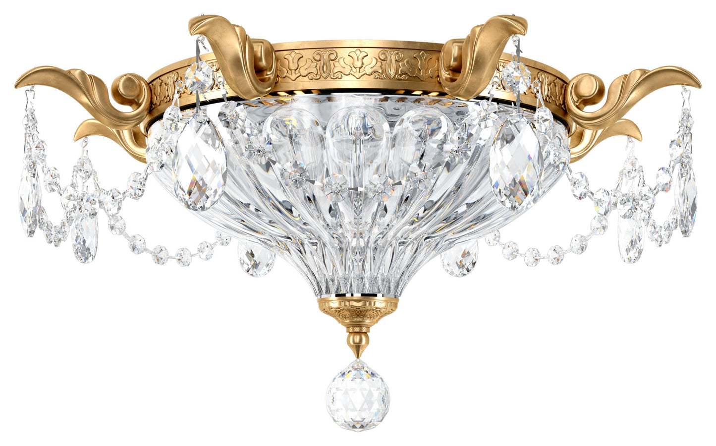 Milano 2 Light Close to Ceilg Heirloom Gold Clear Crystals SwarovskiBy Schonbek