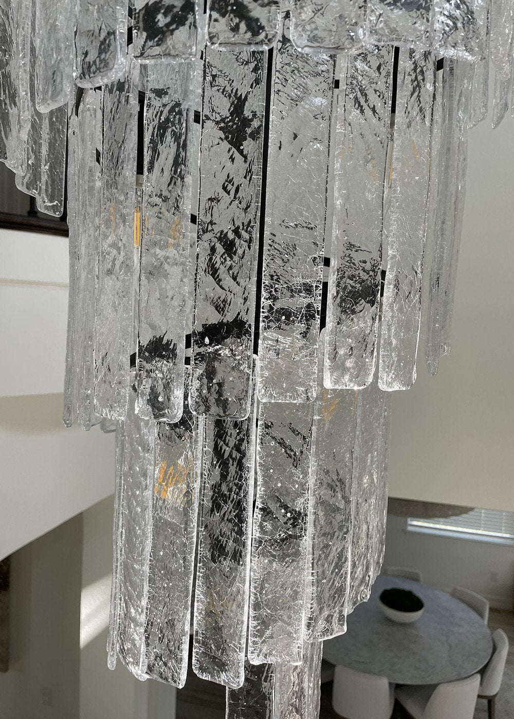 Elegant Frosted Glass Long Black Chandelier For Staircase, Dia15.6"By Miron Demid LLC