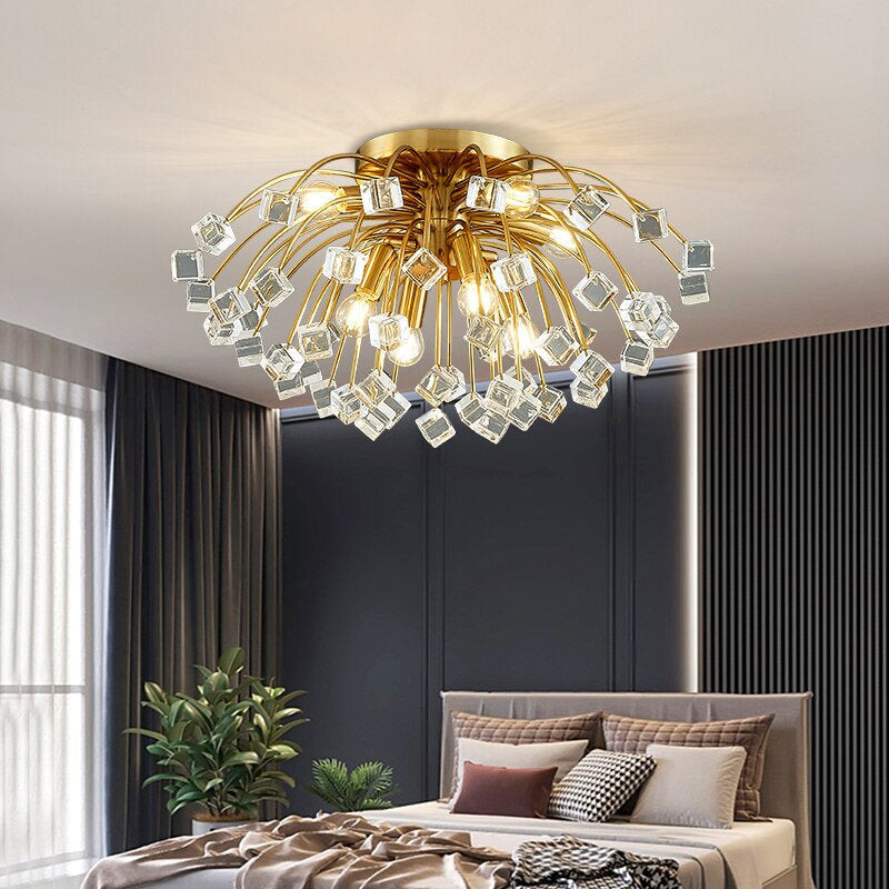 Aggius | Colorful Crystal Led Round Ceiling Chandelier, 23.6", SquareBy Miron Demid LLC