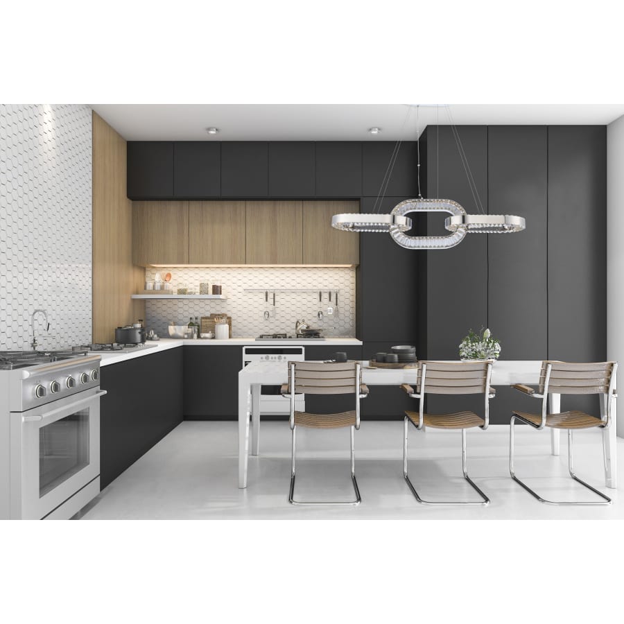 Allegri Catena 4 Light 12" Wide LED Pendant with Firenze Crystal
