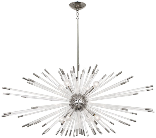 Andromeda Chandelier Polished Nickel Clear Acrylic Rods 45"