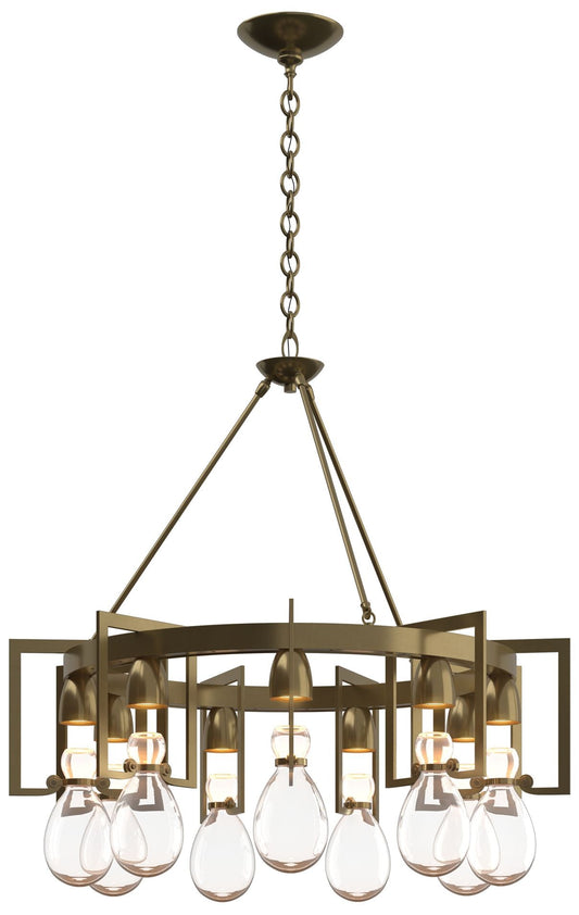 Apothecary Modern Brass Circular Chandelier With Clear Glass