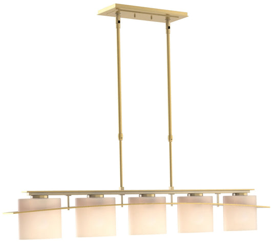 Arc Ellipse 5 Light Pendant - Modern Brass - Opal