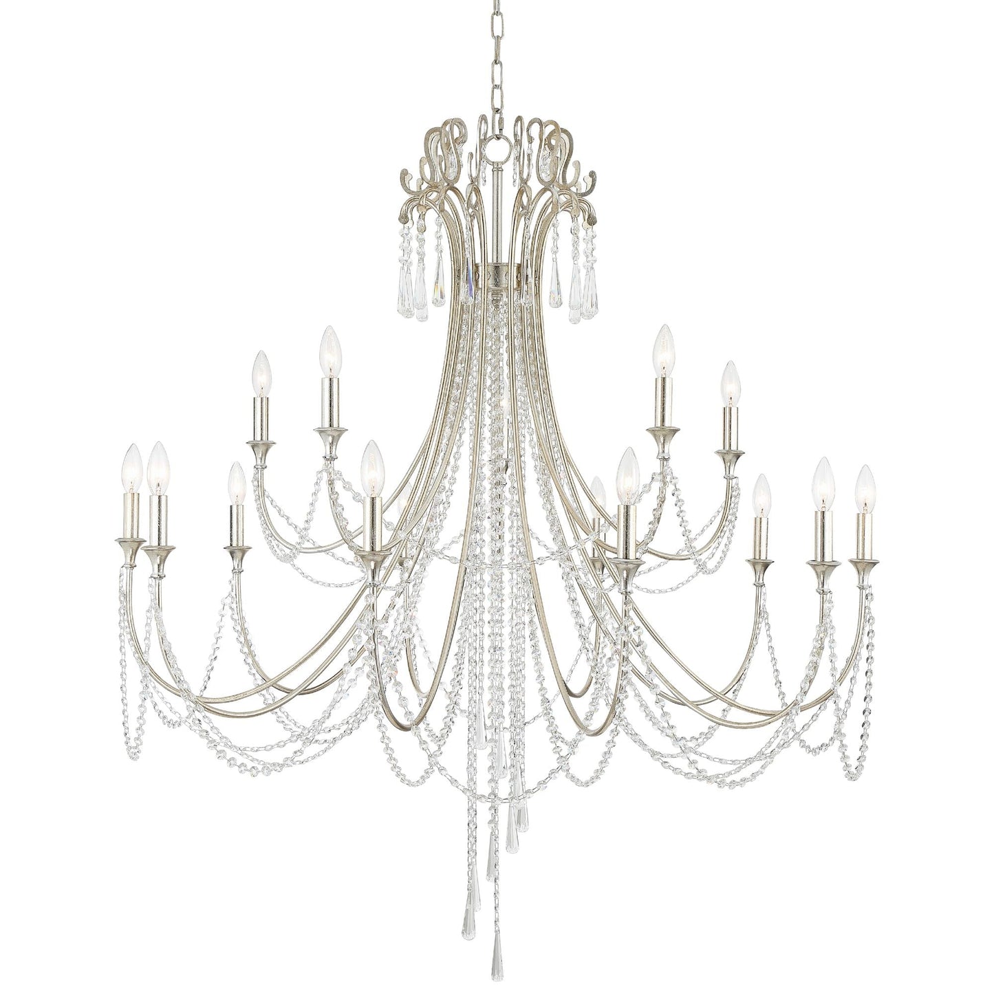 Arcadia 15 Light Antique Silver Chandelier