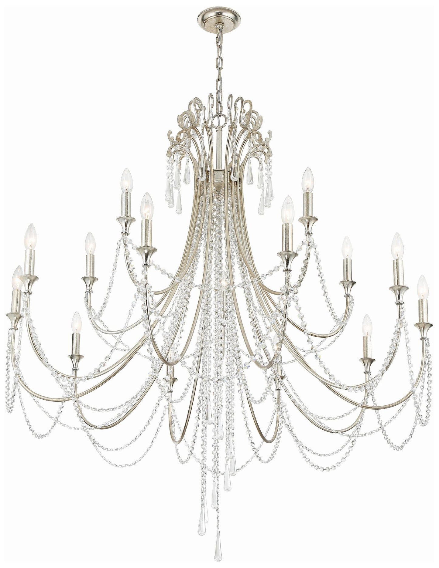 Arcadia 15 Light Antique Silver Chandelier