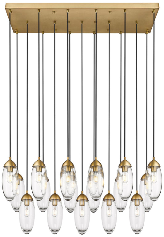 Arden by Z-Lite Rubbed Brass 17 Light Linear Chandelier