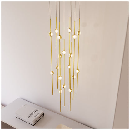 Aries 11.5"W Round Brass 3000K Long White Shade LED Pendant