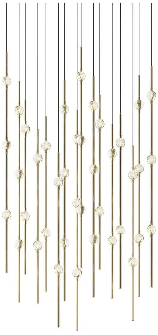 Aries 21.5"W Square Brass 3000K Long Clear Shade LED Pendant