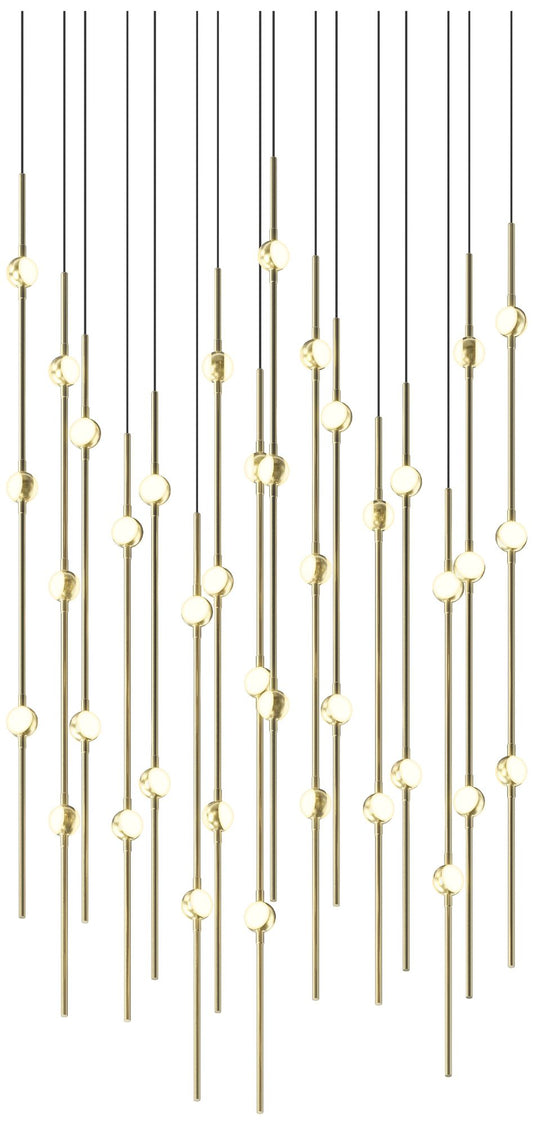 Aries 21.5"W Square Brass 3000K Long White Shade LED Pendant