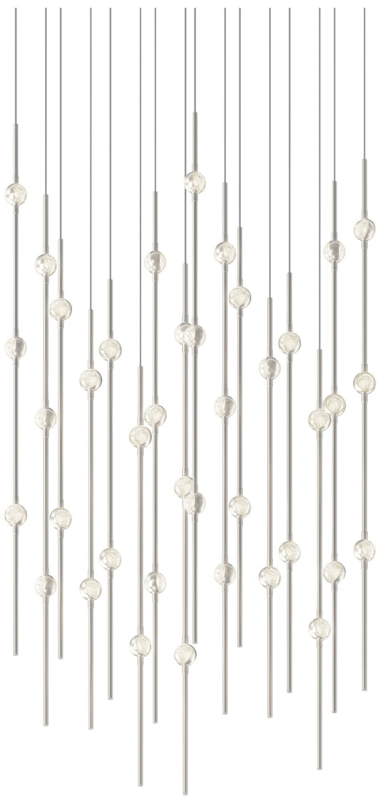 Aries 21.5"W Square Nickel 2700K Long Clear Shade LED Pendant
