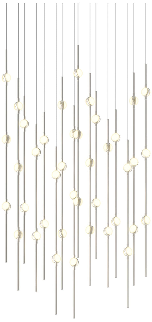 Aries 21.5"W Square Nickel 2700K Long White Shade LED Pendant