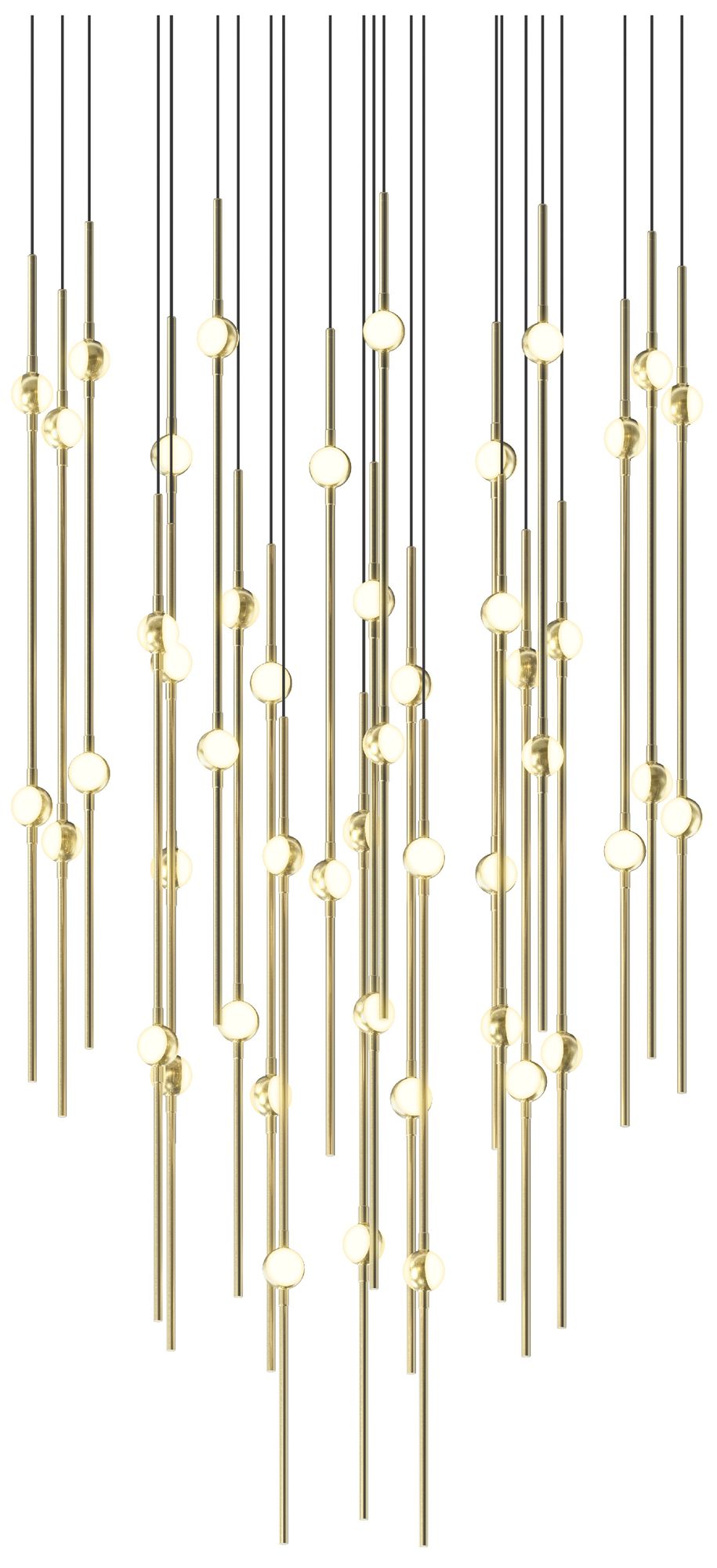 Aries 24.75"W Round Brass 2700K Long White Shade LED Pendant