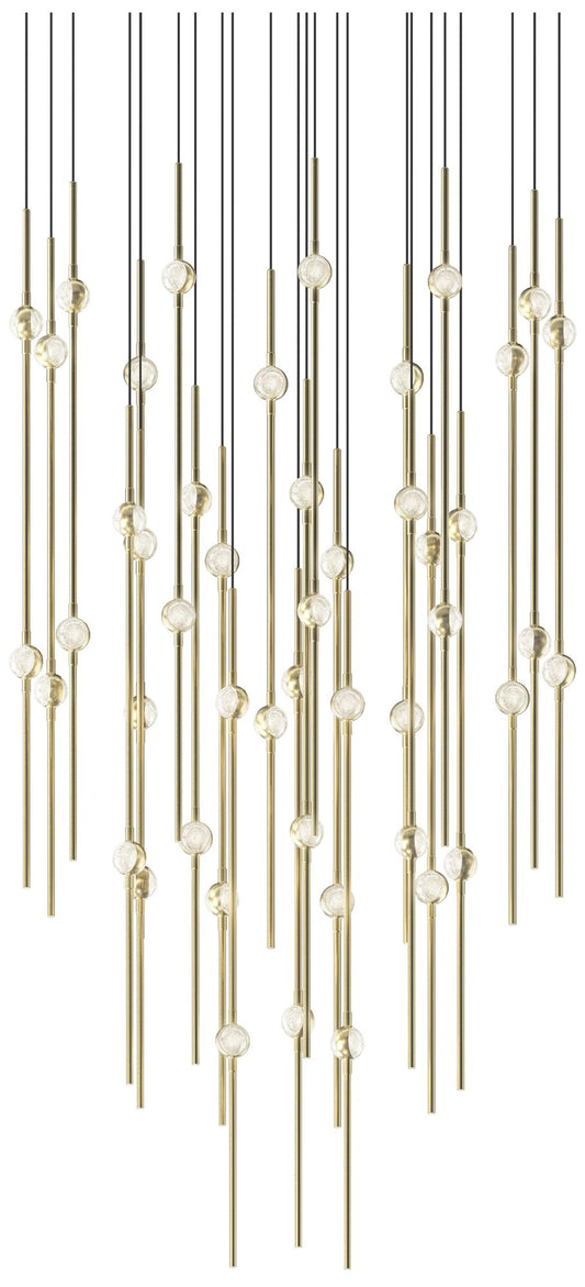 Aries 24.75"W Round Brass 2700K Short Clear Shade LED Pendant