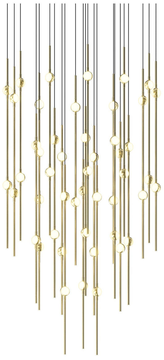 Aries 24.75"W Round Brass 3000K Long White Shade LED Pendant