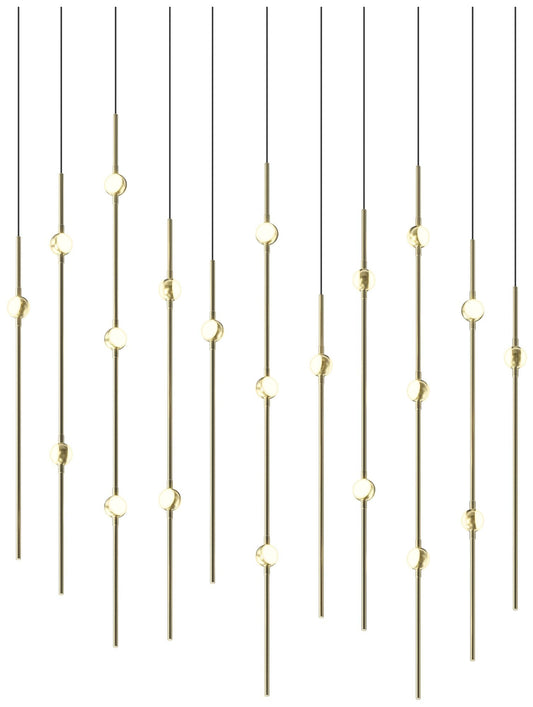 Aries 35.5"W Rectangle Brass 2700K Short White Shade LED Pendant