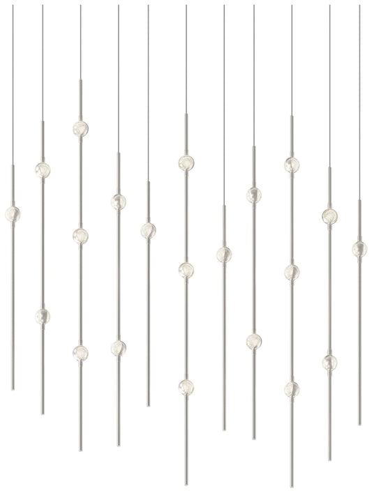 Aries 35.5"W Rectangle Nickel 2700K Long Clear Shade LED Pendant