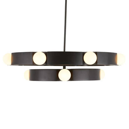 Arteriors Hans 44" Wide LED Ring Chandelier with Frosted Glass Shades