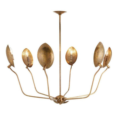 Arteriors Flores 6 Light 46" Wide Chandelier with Hammered Brass Shades