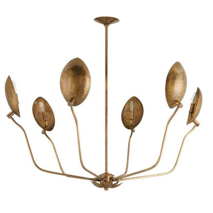 Arteriors Flores 6 Light 46" Wide Chandelier with Hammered Brass Shades
