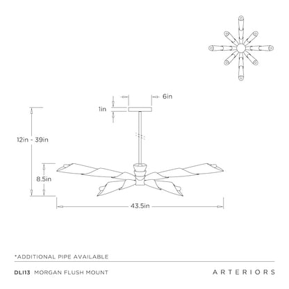 Arteriors Morgan Flush Mount 8 Light 44" Wide Abstract Chandelier