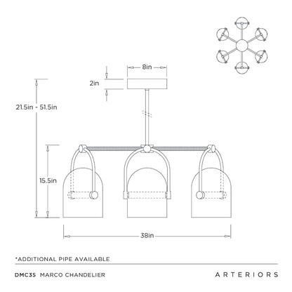 Arteriors Marco Chandelier 38" Wide Chandelier