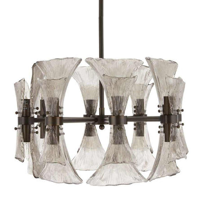 Arteriors Gwendolyn 16 Light 24" Wide Chandelier with Ribbed Glass Shades